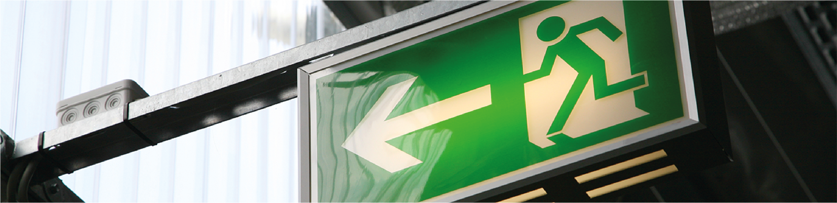 A green exit sign